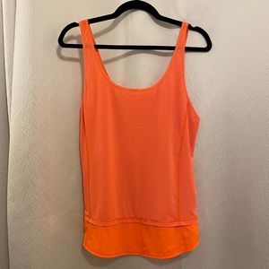 NWOT Lululemon orange/grey striped exercise tank